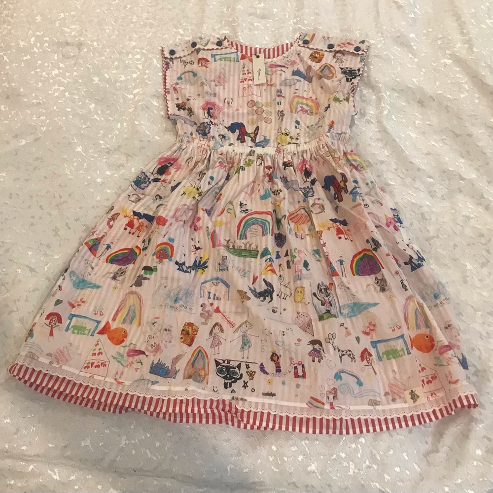 Bijou Sauvage Girls Pink Rainbow & Animal Print Cotton Dress NWT Size 14